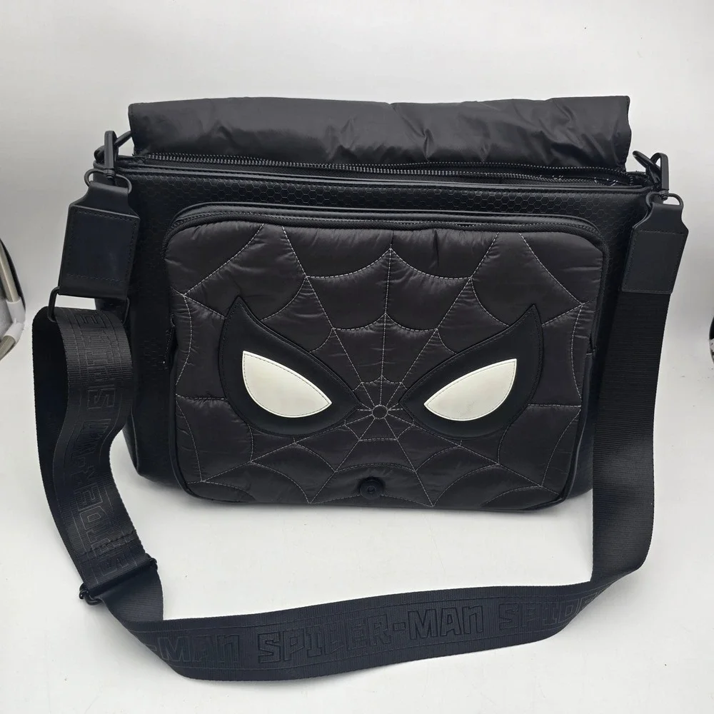 Loungefly Marvel Spider-Man Quilted Messenger Laptop Crossbody Bag Black